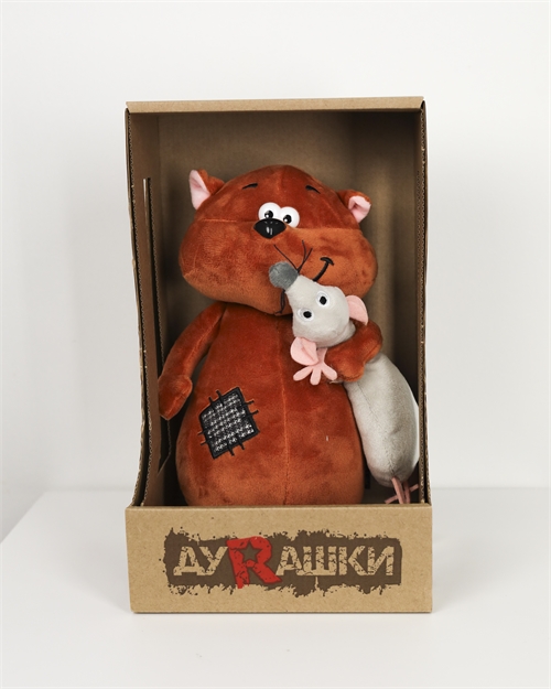 Мягкая игрушка Дурашки Рыжий кот с мышкой 4130 - фото 12302
