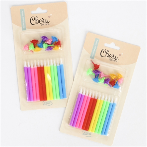 Набор свечей на торт 12 шт (разноцветные) 3955 - фото 14250