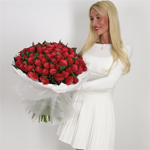 Букет из 101 розы Кения 50 см 3932 - фото 14437