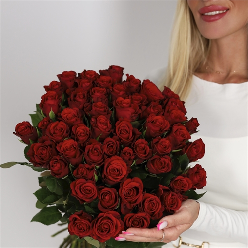 Букет из 51 розы Кения 50 см 3912 - фото 14491