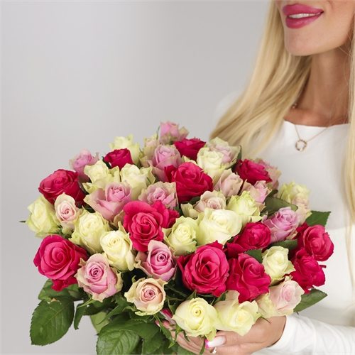 Букет из 51 розы Кения 50 см 4037 - фото 14595