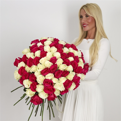 Букет из 101 розы Эквадор 60 см Микс 3958 - фото 14741