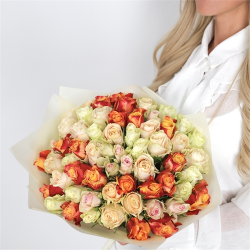 Букет из 51 розы Кения 40 см 5446 - фото 14858