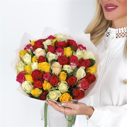 Букет из 51 розы Кения Микс 50 см 4048