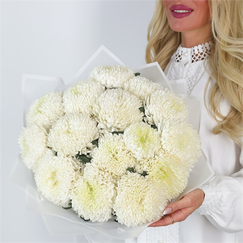 Букет из 15 одноголовых хризантем 5513 - фото 15437