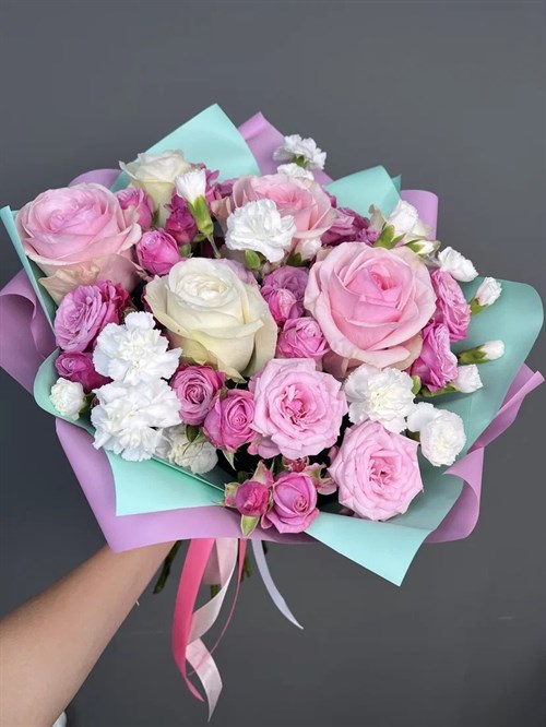 Сборный букет с розами "Вкус праздника" - фото 5322
