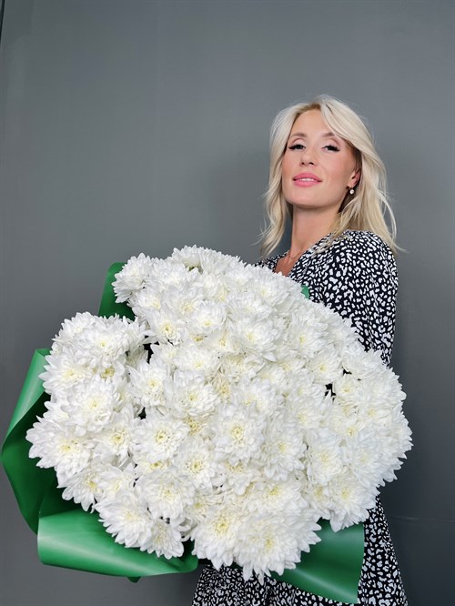 Букет из 15 белых хризантем (Балтика)  - фото 5632