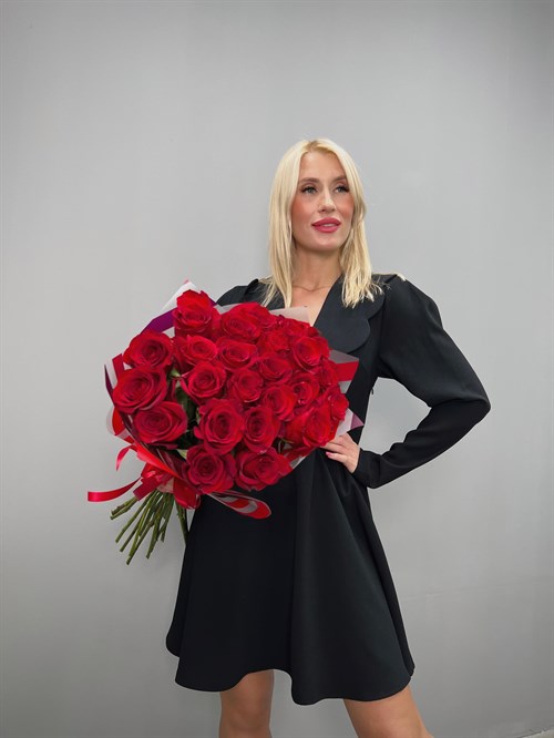 Букет из 25 красных роз 60 см Эквадор ( Эксплорер) - фото 6374