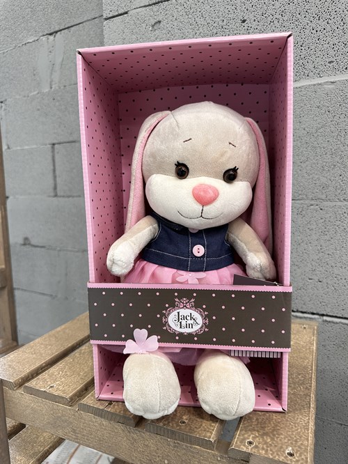 Мягкая игрушка Jack Lin Зайка в розовой юбочке 25 см - фото 8218