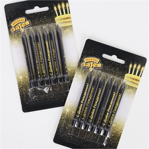 Набор свечей на торт 6 шт черные "С Днем Рождения!" 3951