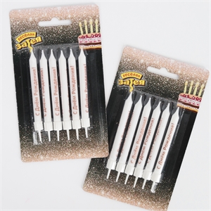 Набор свечей на торт 6 шт белые "С Днем Рождения!" 3952