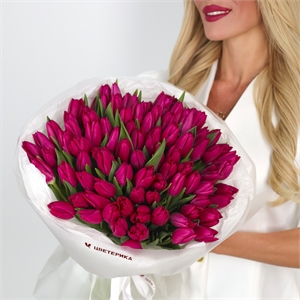 Букет из 101 розового тюльпана (Пинк Ардуа) 5595